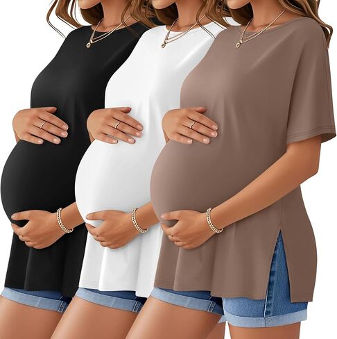 Huukeay 3 Pack Tomernity Raterts Cotton Cotton قمم الحمل الفضفاضة المنقسمة على جانب الطاقم Dolman الأكمام غير الرسمية (الجيش الأخضر ، الكاكي ، الأسود ، X-Large) in Saudi Arabia