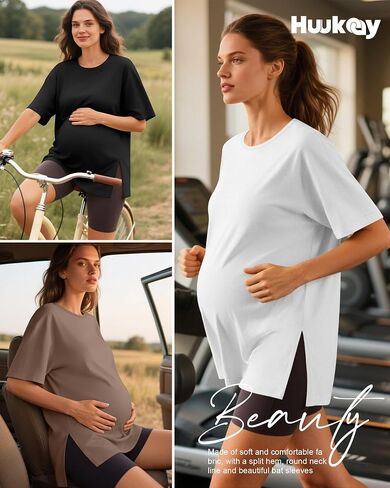 Huukeay 3 Pack Tomernity Raterts Cotton Cotton قمم الحمل الفضفاضة المنقسمة على جانب الطاقم Dolman الأكمام غير الرسمية (الجيش الأخضر ، الكاكي ، الأسود ، X-Large) in Saudi Arabia