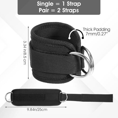 2pcs كاحلين أحزمة رفع الكاحل مبطن لآلات الكابلات النساء معصم الكاحل أصفاد أصفاد مريحة الكفة القابلة للتعديل D-Ring Glute. in Kuwait