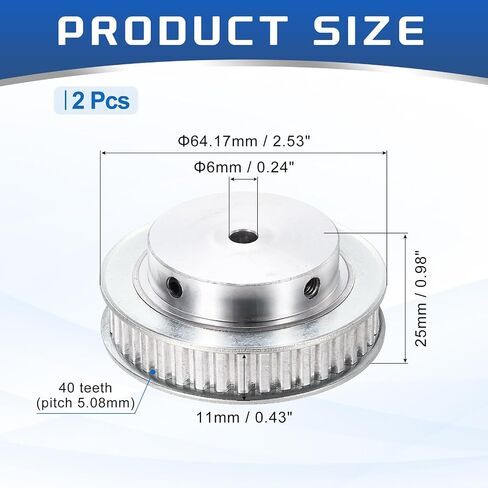 MECCANIXITY 2 Pcs Aluminium Timing Pulley, XL 40 Teeth 8mm Bore Synchronous Wheel Timing Belt Pulley 5.08mm Pitch 11mm Slot Width for Belt, CNC Machine, 3D Printer in Saudi Arabia