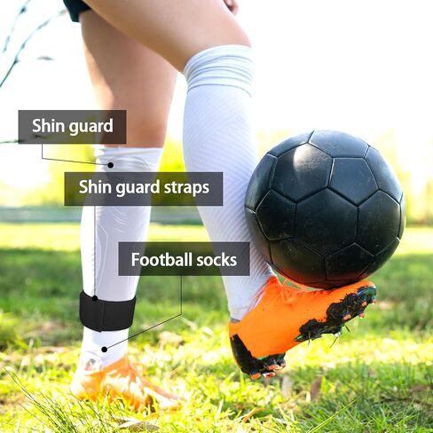 أحزمة حراسة كرة القدم ، 4 أجهزة كمبيوتر سهين وسادة مضادة لانزلاق كرة القدم Legging Shin الأشرطة الثابتة خفيفة الوزن قابلة للتعديل للرياضة ، والركل الكرة ، الجري ، ركوب الدراجات ، بالأبيض والأسود in Saudi Arabia