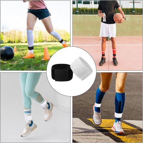 أحزمة حراسة كرة القدم ، 4 أجهزة كمبيوتر سهين وسادة مضادة لانزلاق كرة القدم Legging Shin الأشرطة الثابتة خفيفة الوزن قابلة للتعديل للرياضة ، والركل الكرة ، الجري ، ركوب الدراجات ، بالأبيض والأسود in Saudi Arabia