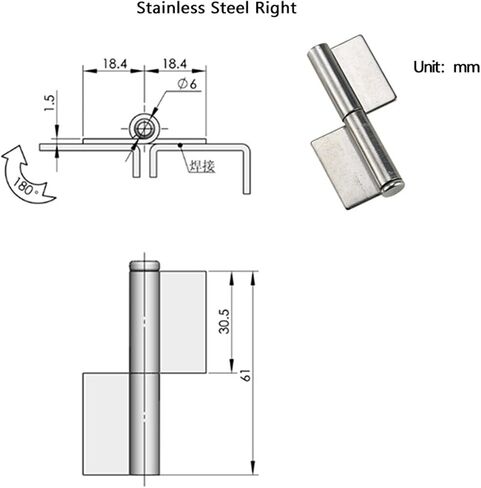 Detachable Visible Hinge for Industrial Machinery Equipment Iron Or Stainless Steel Flag-Shaped Pivot Hinge 1Pcs(304 SS-Right) in Saudi Arabia
