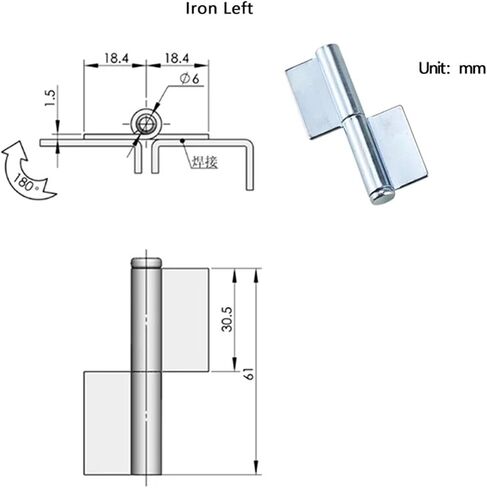 Detachable Visible Hinge for Industrial Machinery Equipment Iron Or Stainless Steel Flag-Shaped Pivot Hinge 1Pcs(304 SS-Right) in Saudi Arabia