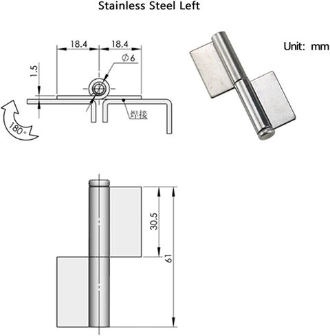 Detachable Visible Hinge for Industrial Machinery Equipment Iron Or Stainless Steel Flag-Shaped Pivot Hinge 1Pcs(304 SS-Right) in Saudi Arabia