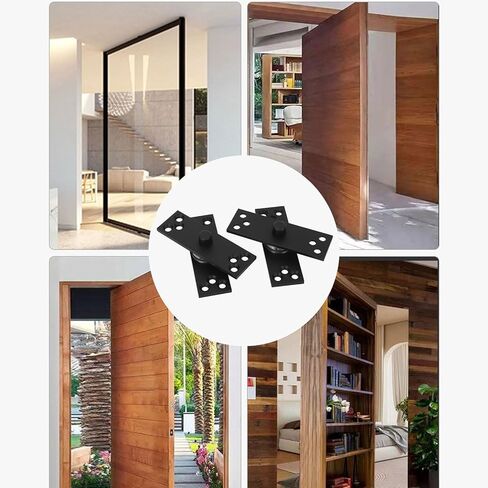 2pcs مجموعة مفصلة محور الباب المخفي ، 360 درجة محوري مفصل الفولاذ المقاوم للصدأ لأعلى ولأسفل حمولة سوداء 220 رطل لأبواب الألومنيوم الخشبية in Kuwait