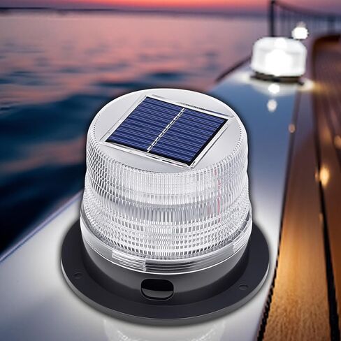 LED Solar Boat Lights for Yacht, Anchor Navigation Light, Magnetic Beacon Strobe Lights, 360° Wireless Outdoor Solar Lights, IP65 Waterproof, PC Material for Small Boats (White) in Saudi Arabia