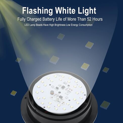 LED Solar Boat Lights for Yacht, Anchor Navigation Light, Magnetic Beacon Strobe Lights, 360° Wireless Outdoor Solar Lights, IP65 Waterproof, PC Material for Small Boats (White) in Saudi Arabia