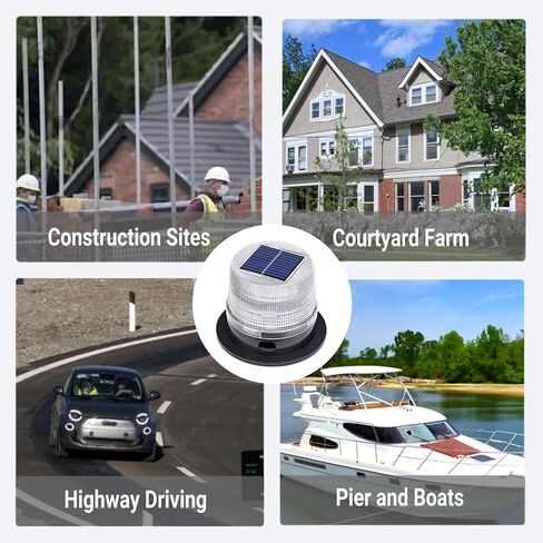 LED Solar Boat Lights for Yacht, Anchor Navigation Light, Magnetic Beacon Strobe Lights, 360° Wireless Outdoor Solar Lights, IP65 Waterproof, PC Material for Small Boats (White) in Saudi Arabia