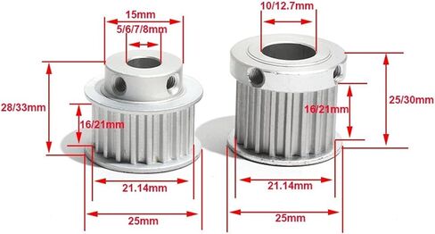 S5M Pulley 14T Toothed Belt Pulley 5/6/7/8/10mm Bore 16mm/21mm Belt Width 14Teeth Transmission Gear Pulley(7mm,21mm) in Saudi Arabia