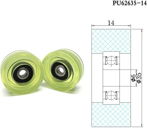 2pcs 6x35x14mm 626rs polyurethane تحمل بكرة مطاطية ناعمة in Kuwait