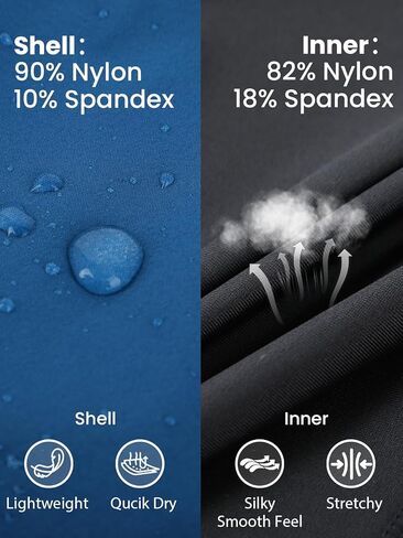 ECUPPER Mens Swim Trunks with Compression Liner Board Shorts with Zipper Pockets Quick Dry Swimwear Beach Bathing Swimsuit in Kuwait