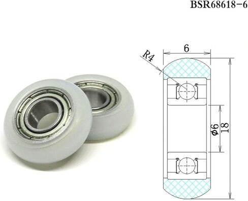 4pcs POM Coated Roller Printers Guide Pulley Plastic Deep Groove Bearing Pulleys 6 * 18 * 6MM 686ZZ in Saudi Arabia