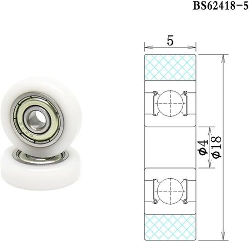 5pcs 4x18x5MM 624ZZ Plastic Door Window Track Rail Pulley Deep Groove Bearing Pulleys in Saudi Arabia