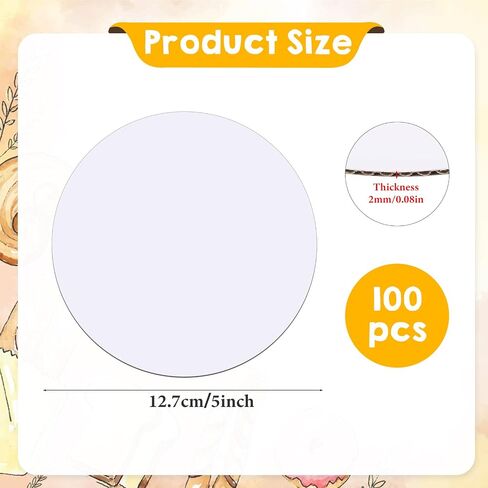 Round Cake Board, 100 Packs 5 Inch Pastry Board, White Circle Cake Base Boards, Waterproof and Oil-proof Cake Plate, Mini Cake Boards for Baking Cake, Dessert and Crafts Display in Saudi Arabia