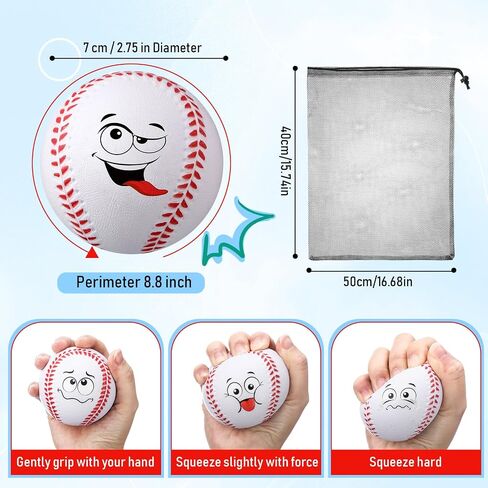 Blulu 30 Pack Foam Baseballs 9 بوصة الوجه كرة تدريب الرغوة كرات الرغوة للأطفال المبتدئين مع شبك in Saudi Arabia
