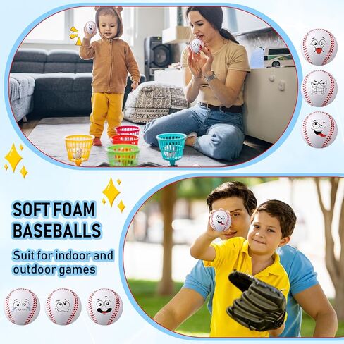 Blulu 30 Pack Foam Baseballs 9 بوصة الوجه كرة تدريب الرغوة كرات الرغوة للأطفال المبتدئين مع شبك in Saudi Arabia