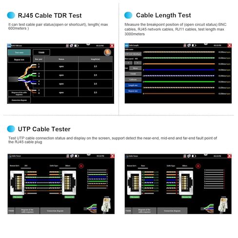 اختبار الألياف البصرية ، Wanlutech 1610nm 28db 5.55 '' Support Support OTDR Support 1310/1490/1550/1577NM اختبار مباشر VFL OPM LS (مصدر الضوء) خريطة الحدث OLT (اختبار الخسارة البصرية) RJ45 أدوات شبكة الكابلات in Kuwait