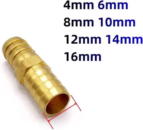 1PCS Brass Straight Hose Pipe Fitting Equal Barb 4mm 5mm 6mm 8mm 10mm 12mm 16mm 19mm 25mm Gas Copper Barbed Coupler Connector Adapter(12mm-6mm) in Saudi Arabia
