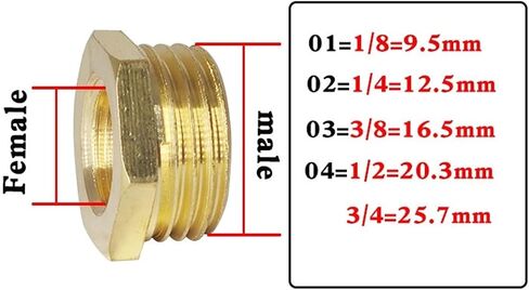 1PCS النحاس النحاس السداسي السداقي انخفاض أنابيب تركيب 1/8 "1/4" 3/8 "1/2" 3/4 "أنثى × تحويل الذكور موصل محول غاز المياه (2-3) in Saudi Arabia