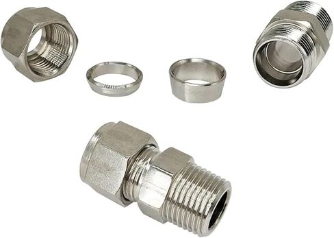 1pcs SS 304 موصل ضغط الفولاذ المقاوم للصدأ المزدوج 6 8 10 12 ملم أنبوب إلى 1/8 "1/4" 3/8 "1/2" in Saudi Arabia