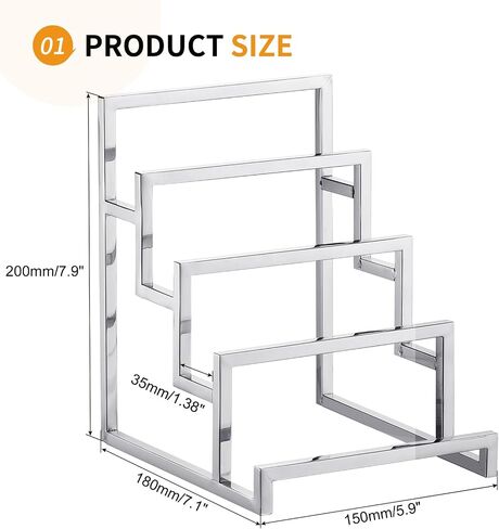 1 Pack - Stainless Steel Clutch Purse Display Stand, 190mm 3 Layer Wallet Display Rack Countertop Riser Appropriate for Home Retail Store, Silver in Saudi Arabia