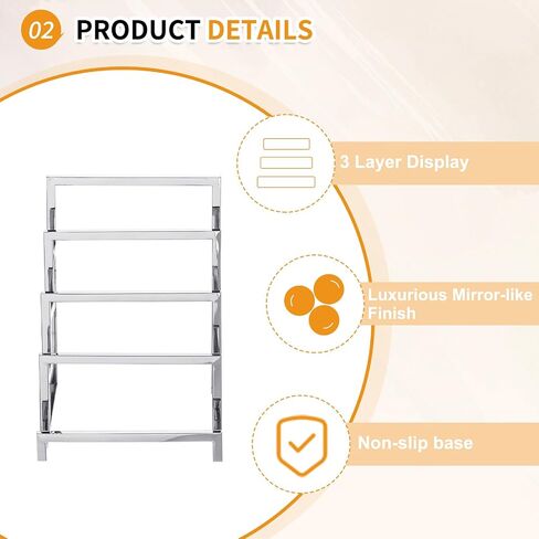 1 Pack - Stainless Steel Clutch Purse Display Stand, 190mm 3 Layer Wallet Display Rack Countertop Riser Appropriate for Home Retail Store, Silver in Saudi Arabia