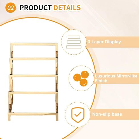 1 Pack - Stainless Steel Clutch Purse Display Stand, 190mm 3 Layer Wallet Display Rack Countertop Riser Appropriate for Home Retail Store, Silver in Saudi Arabia