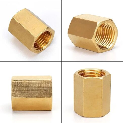 10Pcs Female Thread Brass Pipe Fittings Hex Nut Rod Connector 1/8" 1/4" 3/8" 1/2" 3/4" Coupling For Water Fuel Gas(04-06) in Saudi Arabia