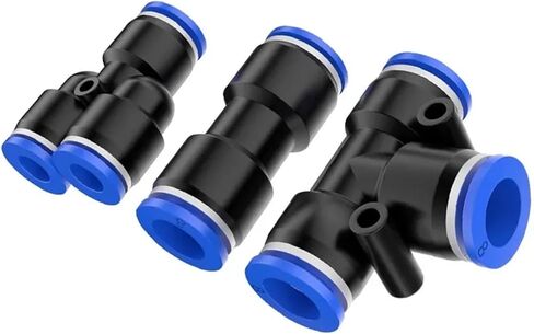 100PCS PE PU PG PY PW Pneumatic Fitting 4 6 8 10 12m Air Connectors Quick Connect Tee 3Way Plastic Pipe Hose Tube Connector(10mm(100pcs),PG) in Saudi Arabia