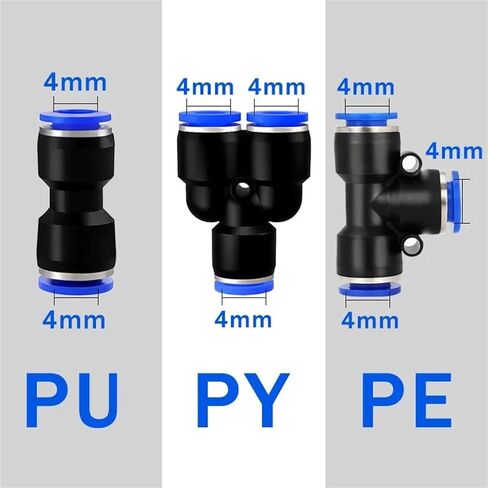 100PCS PE PU PG PY PW Pneumatic Fitting 4 6 8 10 12m Air Connectors Quick Connect Tee 3Way Plastic Pipe Hose Tube Connector(10mm(100pcs),PG) in Saudi Arabia