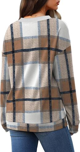 WIHOLL Sweatshirt for Women V Neck Sweaters Long Sleeve Shirts Fall Clothes Ribbed Collar 2025 Trendy Fashion in Saudi Arabia