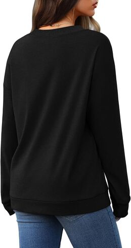 WIHOLL Sweatshirt for Women V Neck Sweaters Long Sleeve Shirts Fall Clothes Ribbed Collar 2025 Trendy Fashion in Kuwait