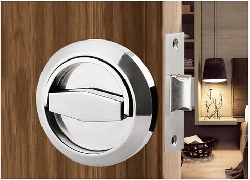 Bright Chrome Set Hidden Door Locks Stainless Steel Handle Kitchen Bedroom Invisible Pulls Mechanical Outdoor Lock for Fire Proof Hardware 1Pcs in Saudi Arabia