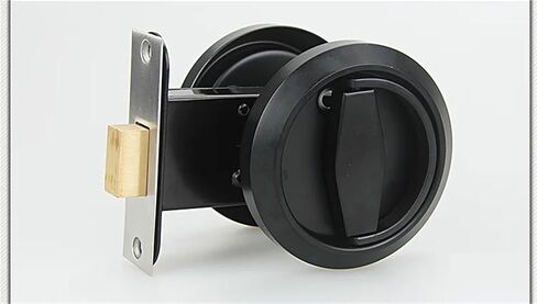 1Pcs Double Size-Black Stainless Steel Recessed Invisible Cup Handle Privacy Hidden Door Locks Cabinet Pulls Handle Fire Proof Disk Ring Lock(Double Size-RB) in Saudi Arabia