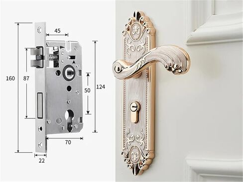 قفل الباب على الطراز الأوروبي مع مفاتيح شقة غرفة قفل قفل بوابة سبيكة الزنك 1pcs in Kuwait