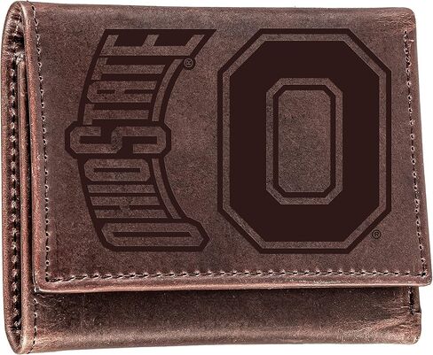فريق الرياضة الأمريكية America NCAA Ohio University Brown Wallet | ثلاثي-فولد | شعار مختوم مرخص رسميا | مصنوع من الجلد | منظم المال والبطاقات | صندوق الهدايا المدرجة in Saudi Arabia