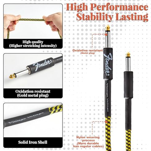 gisgfim 7 Pack Guitar Cable 10Ft Instrument Cables Bass Amp Cord for Bass & Electric Keyboard Effector Microphone Accessories Electrical Cables for Musical Instruments Equipment(Multicolored) in Saudi Arabia