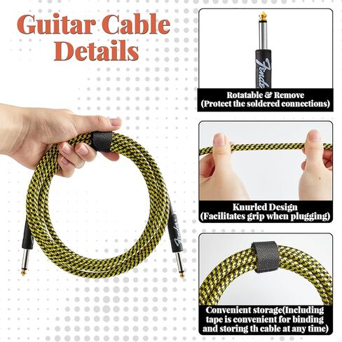 gisgfim 7 Pack Guitar Cable 10Ft Instrument Cables Bass Amp Cord for Bass & Electric Keyboard Effector Microphone Accessories Electrical Cables for Musical Instruments Equipment(Multicolored) in Saudi Arabia