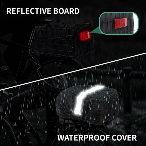 سلة سلة للدراجات الكبرى الكبير للدراجات الإلكترونية-سلة شحن دراجة مقاومة للماء قابلة للطي/بطانة أوكسفورد القابلة للإزالة ، طلاء مضاد للتجديف للتسوق/الناقلات للحيوانات الأليفة ، يناسب معظم الرفوف الخلفية in Kuwait