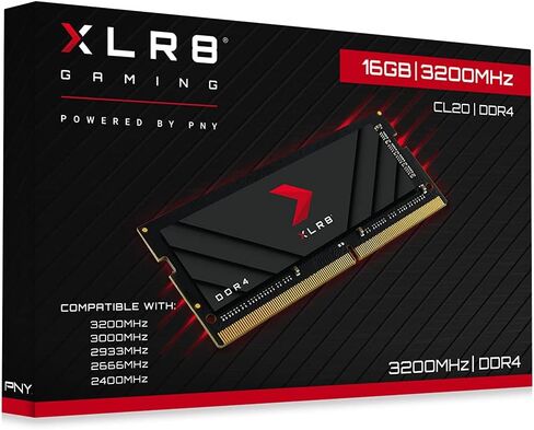 PNY XLR8 Gaming 16GB (2x8GB) DDDR4 DRAM 3200MHz (PC4-25600) CL20 1.2V Dual Channel Overclocked Notebook/Laptop (SODIMM) Computer Memory Kit – MN16GK2D43200X in Saudi Arabia