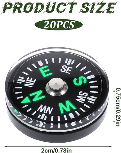 20pcs Compass Button Mini Pocket Hard Shell Liquid مملوءة بوسائل زر صغيرة للأطفال المشي لمسافات طويلة على البقاء على قيد الحياة فرقة Paracord Camping الأنشطة في الهواء الطلق حجم الملحق ديا. 20mm in Saudi Arabia