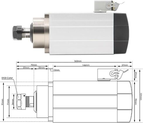 1.5kW ER20 مربع مغزل مربع المبرد بالهواء 4 محامل 0.01 ملم (380 فولت) in Saudi Arabia