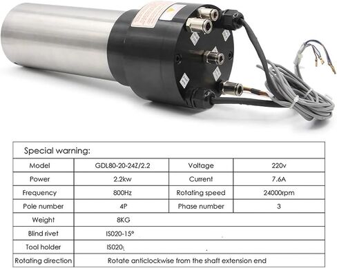 2.2kw water-cooled spindle motor 24000rpm 4-pole 800Hz & 2.2kw inverter/VFD(30000rpm,220v) in Saudi Arabia