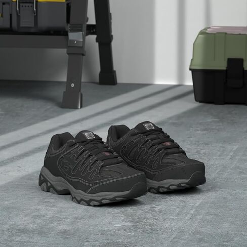 Skechers Men's Cankton Steel Toe Shoe - تصنيف الخطر الكهربائي ، رغوة الذاكرة ، حصاة/أسود ، 12 in Saudi Arabia