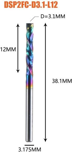 3.175mm 4mm 6mm 10mm Woodwork Milling Cutter Up & Down Cut 2 Flutes Spiral Carbide Milling Tool CNC CNC Compression Woodworking End Mill Bits (DSP2FC-D3.1-L12) in Saudi Arabia
