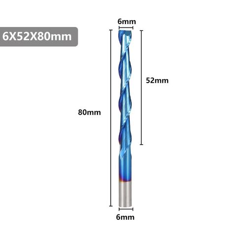 6mm Shank Flat End Mill 6mm Shank Nano Blue Coated 2 Flute Spiral Milling Cutter Carbide Router Bit CNC End Milling Bit(6x15x45) in Saudi Arabia