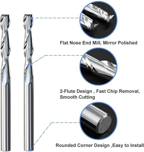 3.175mm ميناء ساق 2 مطحنة الطرف المسطح المسطح 3.175 ملم موجه دوامة بتات CNC Micro End Mills Carbide Milling Cutter (2.0xd3.175x17) in Saudi Arabia