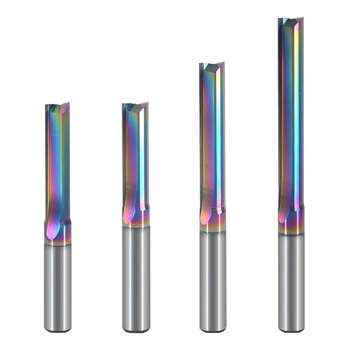 10Pcs 3.175/4/5/6/8mm Shank Two Flutes DLC Coating Straight Slot Milling Cutter CNC Two Dimension Cutting Tools Router Bit Woodworking End Mill(4.0x17x45L) in Kuwait