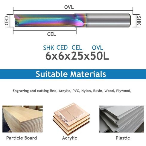 10Pcs 3.175/4/5/6/8mm Shank Two Flutes DLC Coating Straight Slot Milling Cutter CNC Two Dimension Cutting Tools Router Bit Woodworking End Mill(4.0x17x45L) in Kuwait